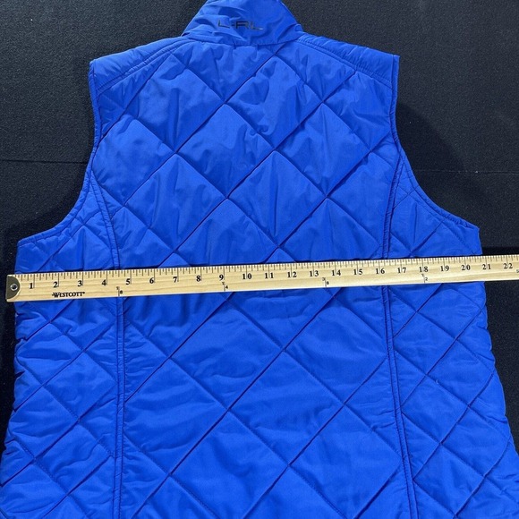 Lauren Ralph Lauren Diamond Quilted Vest Royal Blue w/ Black Zippered Size XL​ - Picture 9 of 10
